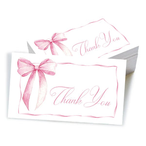 50Pcs Pink Minimalist Thank You Cards, Mini English Gift Note Cards with Blank Design for Party Favors, Gift Wrapping & Decorati
