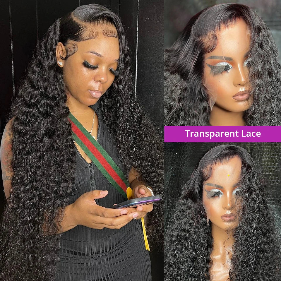 40 46 Inch Deep Wave 13x6 13x4 Hd Lace Front Human Hair Wig 250 Density Water Curly 360 Lace Frontal Wigs Human Hair For Women