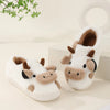 Winter Home Slippers for Couples Warm Plush Neutral Cartoon Cow Indoor Anti Slip Comfortable Cotton Slippers for Men and Women