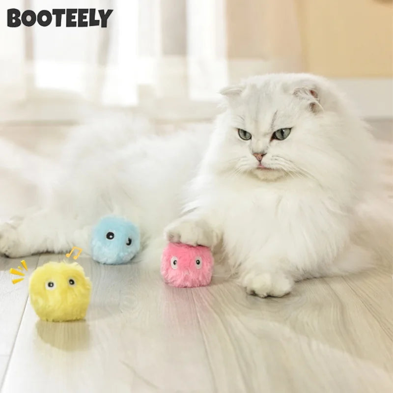 Interactive Ball Smart Cat Toys Plush Electric Catnip Training Toy Kitten Touch Sounding Pet Product Squeak Toy Ball