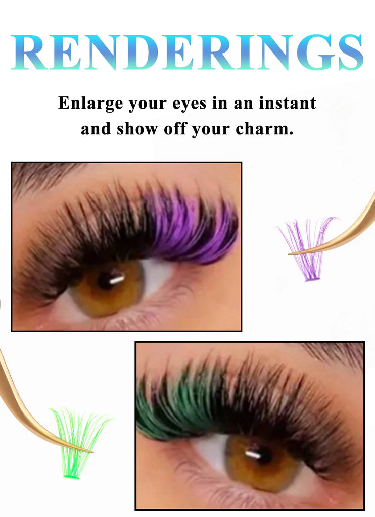 120pcs Colorful DIY Cluster Individual Lashes 6 Colors Mixed Super Fulffy 40D Cosplay Hand Woven Premium Synthetic Eyelashes