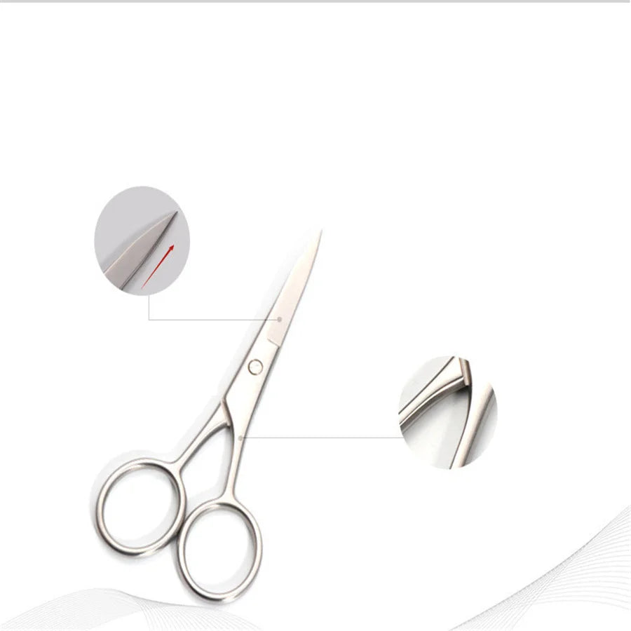 1Pcs Beard Clipper Stainless Steel Eyebrow Nose Hair Scissors Tool Grooming Christmas Gift