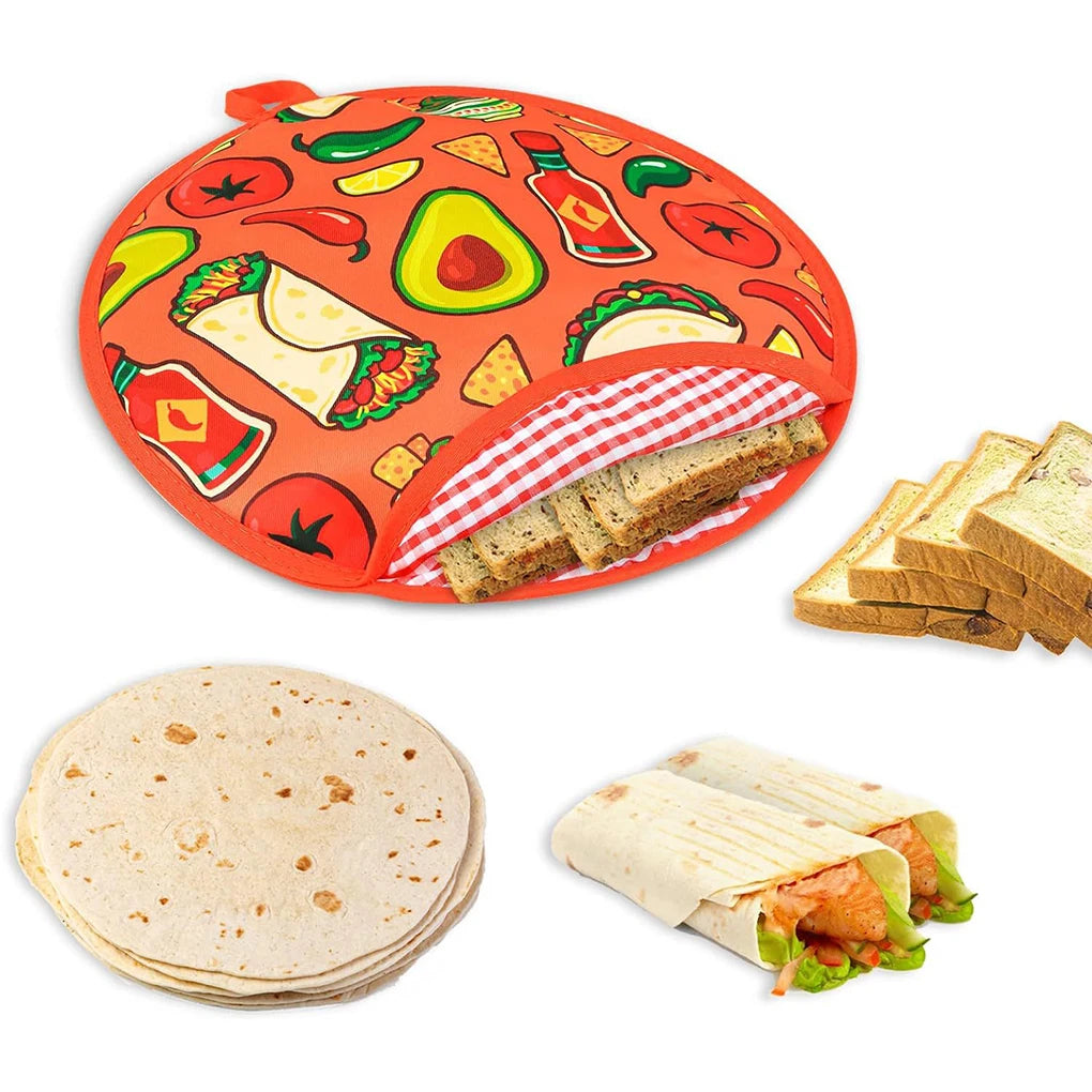 New High Quality Tortilla Warmer Pouch Fashion Helpful Fabric Insulation Bag Tortilla Warmer Insulated Fabric Storage Poucha