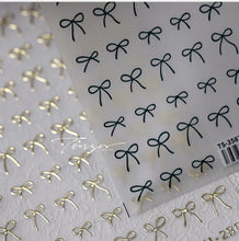 Load image into Gallery viewer, Lovely Gold Silver Black White Line Bowknot 3D Self Adhesive Nail Art Decorations Stickers Ribbon Cute Manicure Decals Wholesale