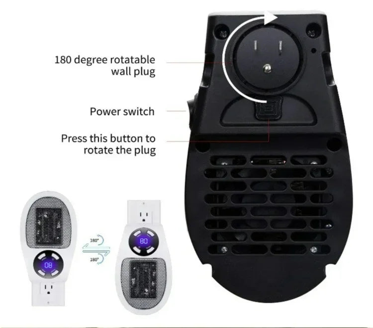 Portable Heater Electric Heater Plug-in Room Heater Home Appliance Heating Furnace Mini Radiator Remote Heating 500W