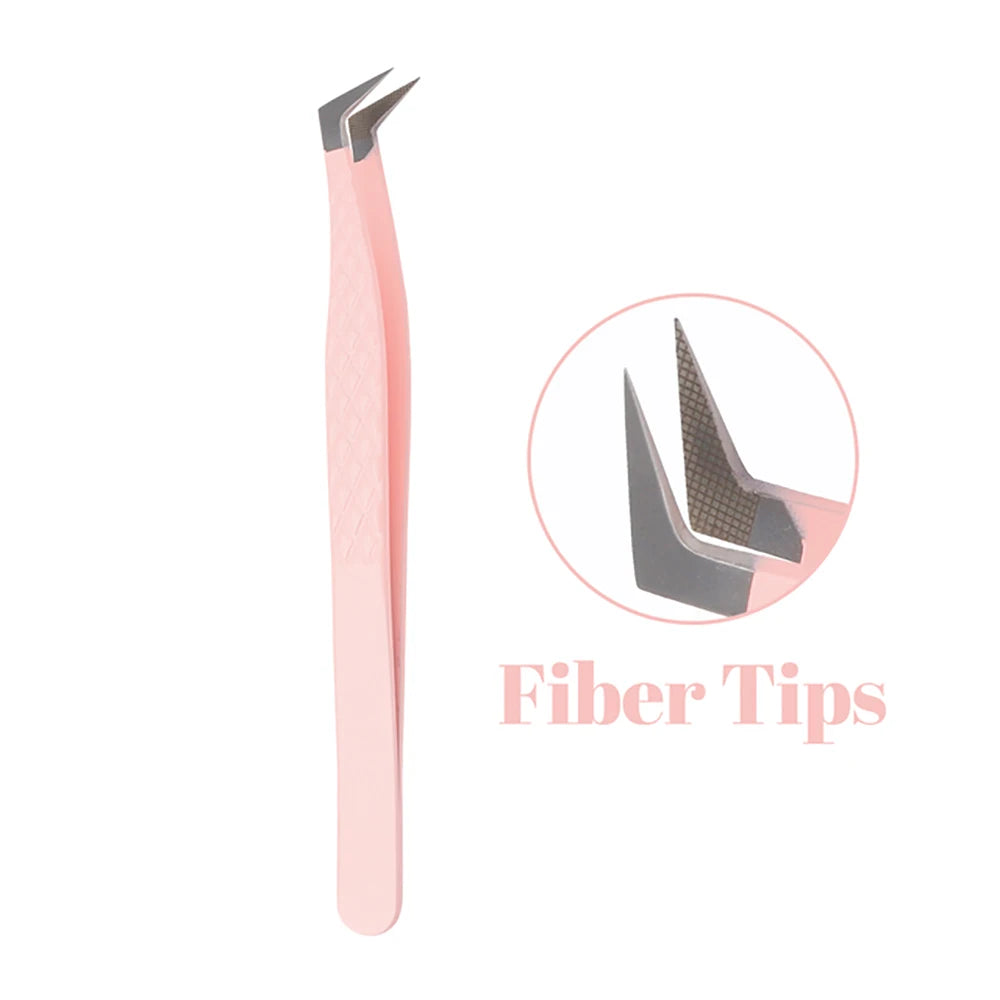 Fadvan Tweezers for Lashes Extension Fiber Tips Stainless Steel Makeup Tweezers Anti-static Free Print Your Logo