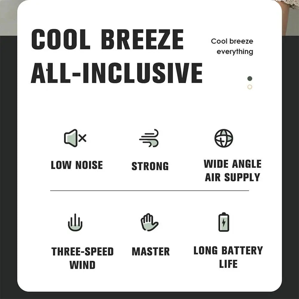 Portable Fan Clip-on Wearable Neck Fan 3-speed Belt Fan Powered By Rechargeable Battery USB Rechargeable Pocket Fan 360 Degree