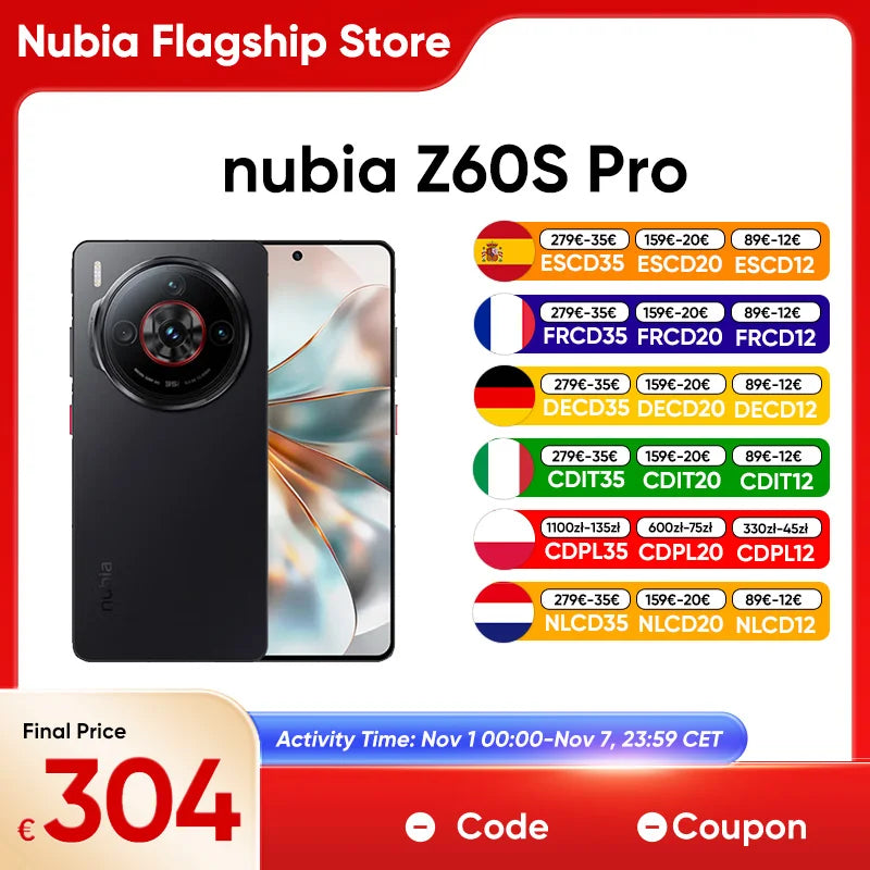 Zte Nubia Z60S Pro 5g Smartphone Snapdragon 8 Gen 2 6.78'' 120Hz Oled Screen 80W Fast Charging 50Mp Camera Android 14 Google Play Global Version