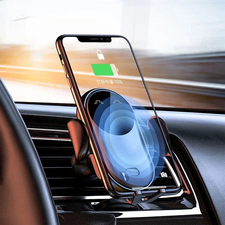 Infrared Induction Car Wireless Charger Stand Car Air Vent Clamp for iPhone 16~12 Pro Max Samsung Galaxy S25/S24 Fast Charging