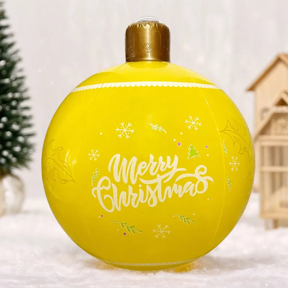 24 Inch PVC Inflatable Christmas Ball Outdoor Christmas Decorations Christmas Decorations Ball Holiday Yard Lawn Porch Decor