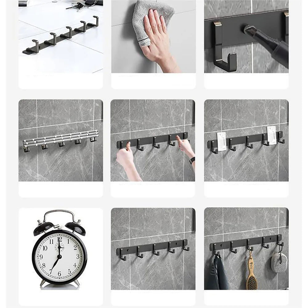 Punch-free wall-mounted living room clothes hanger load-bearing hook towel bathroom wall strong adhesive hanger