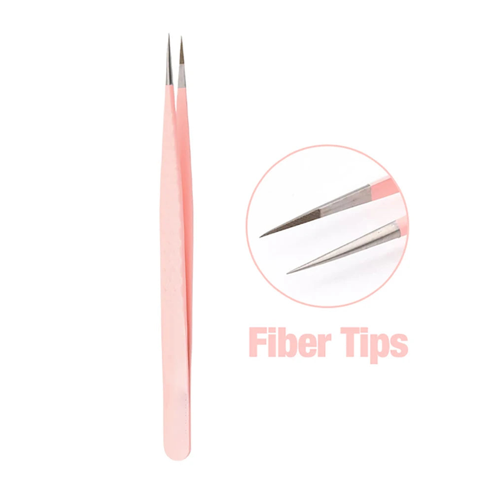 Fadvan Tweezers for Lashes Extension Fiber Tips Stainless Steel Makeup Tweezers Anti-static Free Print Your Logo