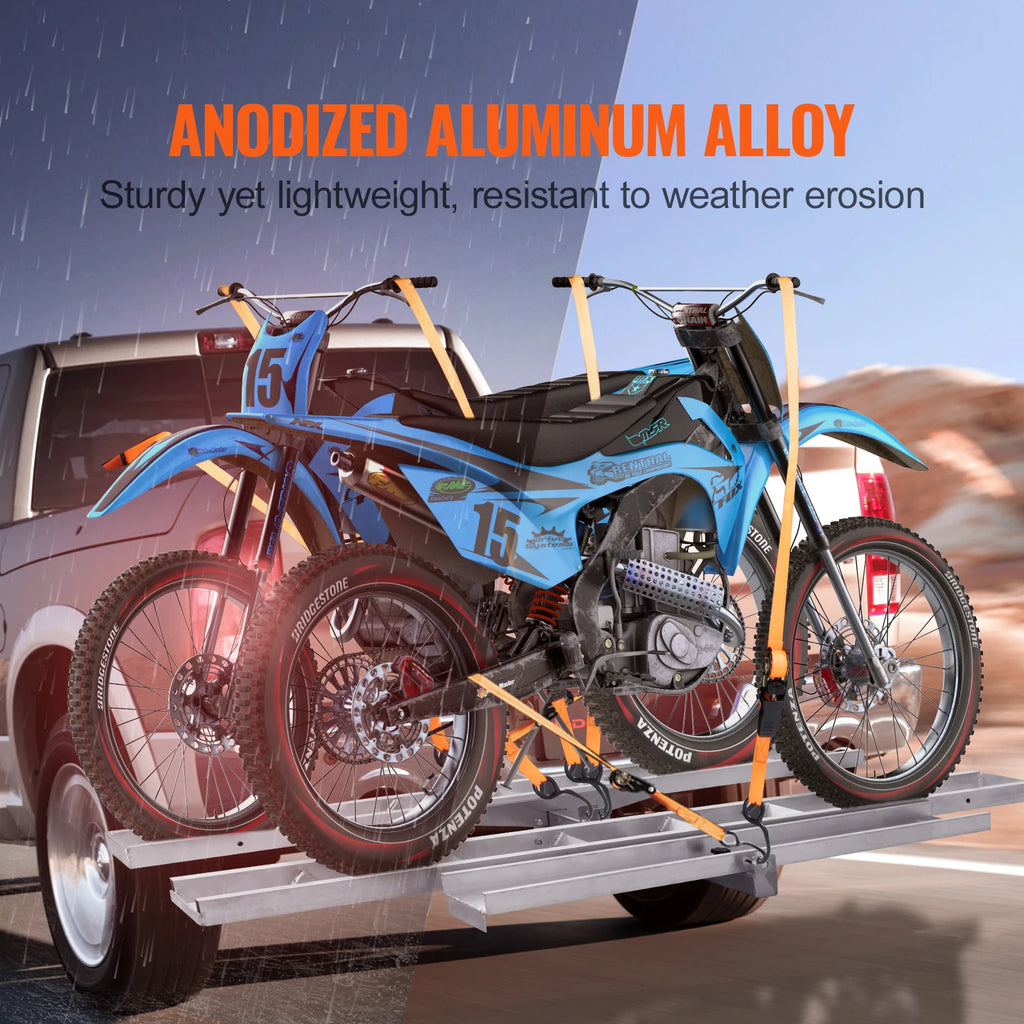 SucceBuy Motorcycle Carrier 2-Bike 600 LBS Aluminum Loading Ramp Scooter Dirt Bike Trailer Hauler for Car Truck with 2" Receiver