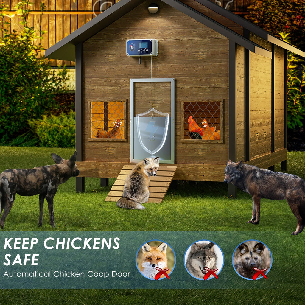 Automatic Chicken Door,Chicken Door Control Box,Chicken Door with Remote Control and Timer and Light Sensitive,4kg Traction