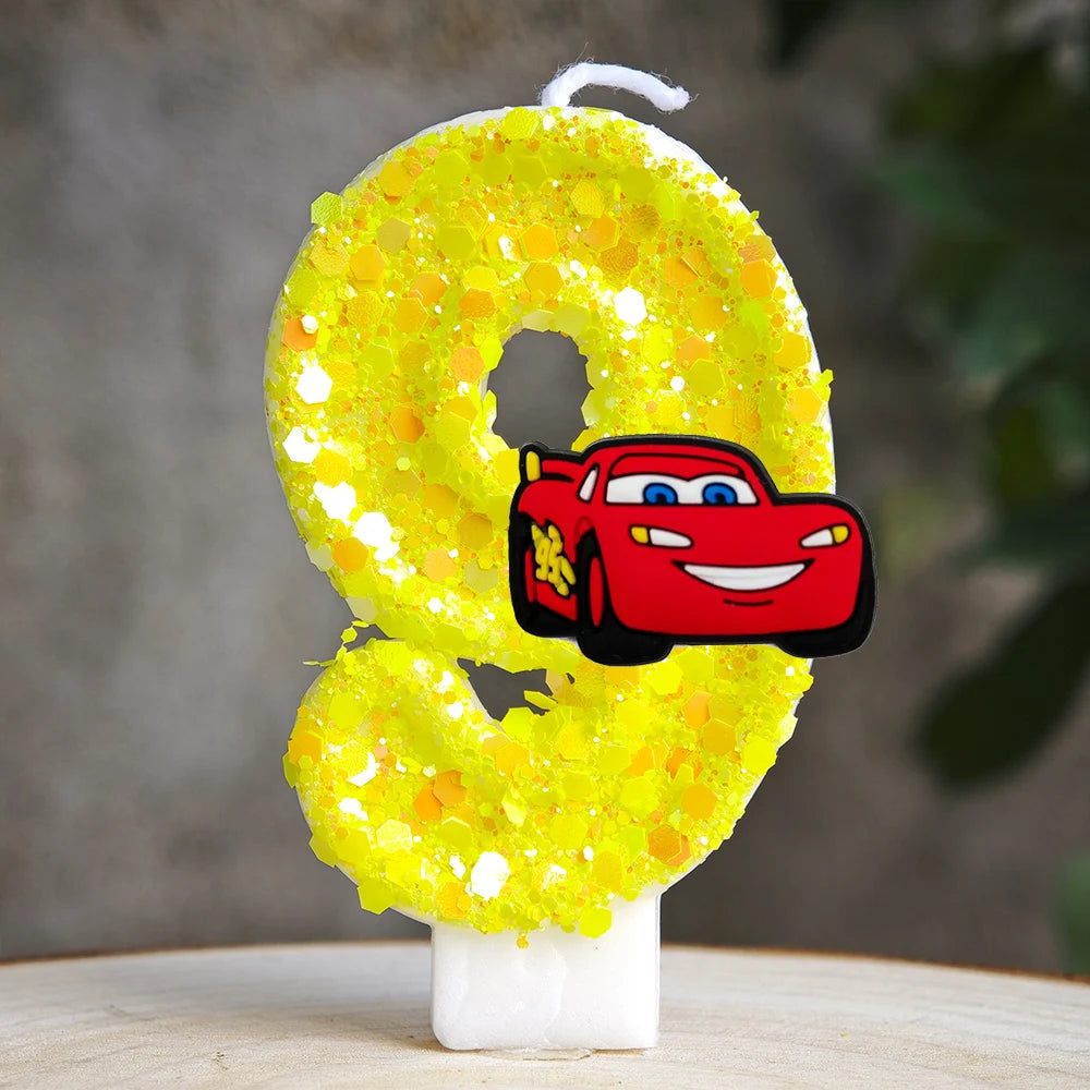 Mcqueen Candles Anime Cake Decor Theme 0-9 Number Candles Birthday Party Cake Topper Kids  Baby Shower  Gift Supplie