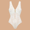 Women Bikini Set Swimsuit Sexy V Neck Solid Color Laser Cutting Flower Swimsuit Beachwear Luxury Summer Beachwear Dress