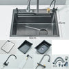 304Stainless Steel Waterfall Kitchen Sink Large Single Slot Integrated 60X45cm Faucet Set Soap Dispenser/Pure Water/Cup Washer