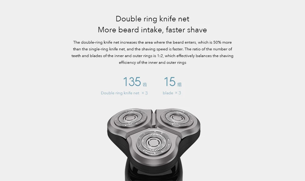 Xiaomi Mijia Electric Shaver S500 Portable Beard Trimmer Dry Wet Shaving Washable beard trimmer Electric Shaver For Man