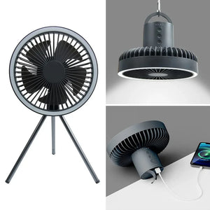 10000mAh Camping Fan Rechargeable Desktop Portable Circulator Wireless Ceiling Electric Fan with Power Bank LED Lighting