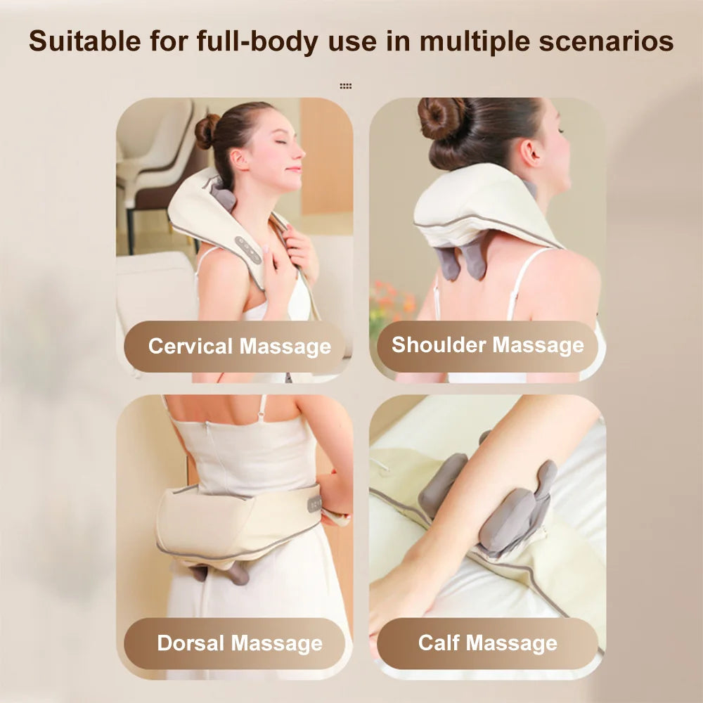Neck Massage Shawl Relaxer Cervical Spine Muscle Heated Trapezius Shiatsu Shoulder Massager Press Kneading