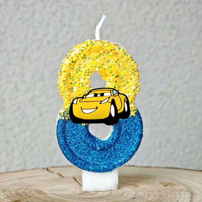 Mcqueen Candles Anime Cake Decor Theme 0-9 Number Candles Birthday Party Cake Topper Kids  Baby Shower  Gift Supplie