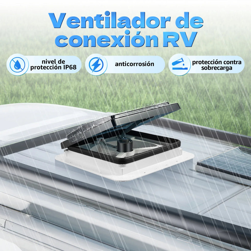 Caravan Roof Vent Fan for RV Light-transmitting Window Motorhome Air Ventilation Automatic Exhaust Fan with LED Light 12V