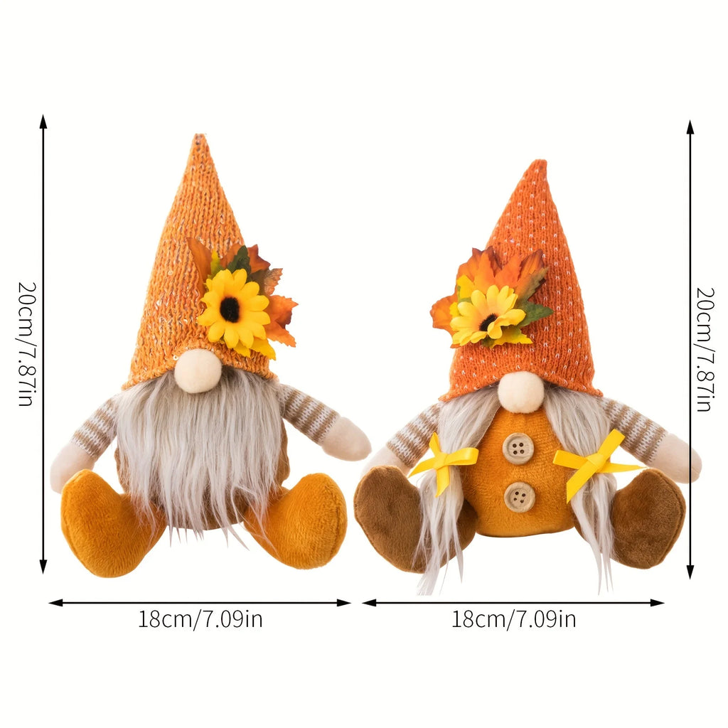Thanksgiving Decorative Supplies Harvest Season Sunflowers Decorative Maple Leaf Straw Hat Rudolf Goblin Dwarf Doll Pendant