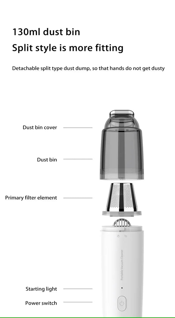 XIAOMI MIJIA Handheld Portable Mini Vacuum Cleaner For Home Wireless Powerful Dust Remover Deep Cleaning Car Vacuum - Mighty Dollars