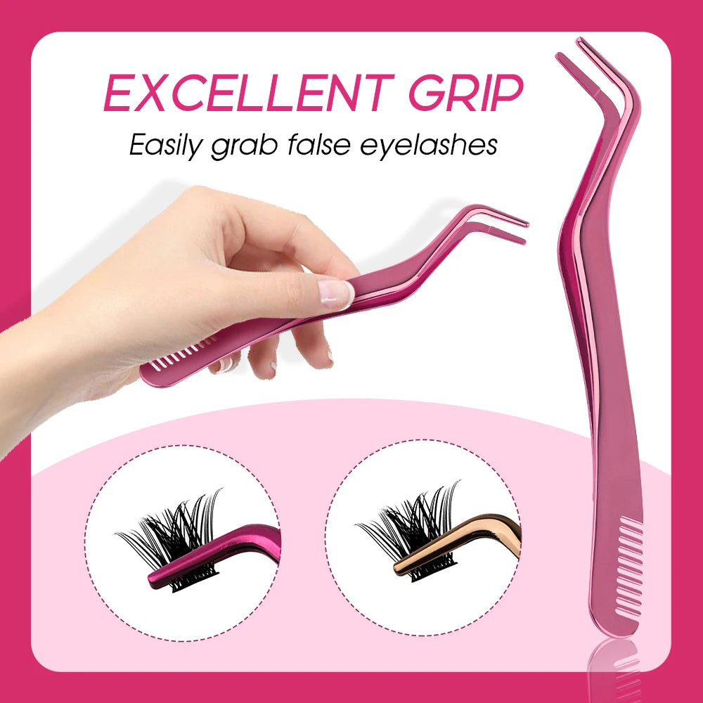 1PC Eyelash Tweezer Stainless Steel Anti-Static Eyelash Extensions tweezers Makeup Tools