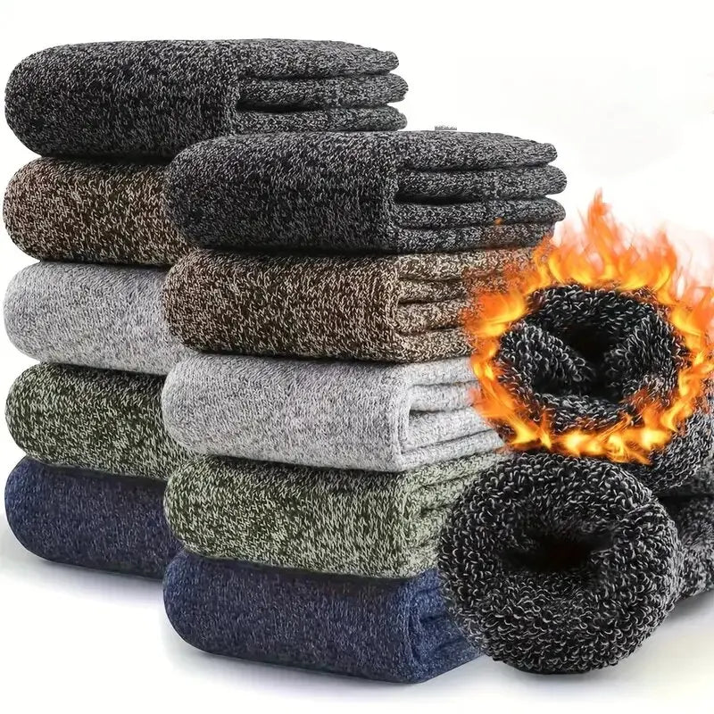 5 Pairs Thicken Warm Socks Men Autumn Winter Harajuku Socks Towel Keep Warm Winter Crew Socks Christmas Gift Socks For Man