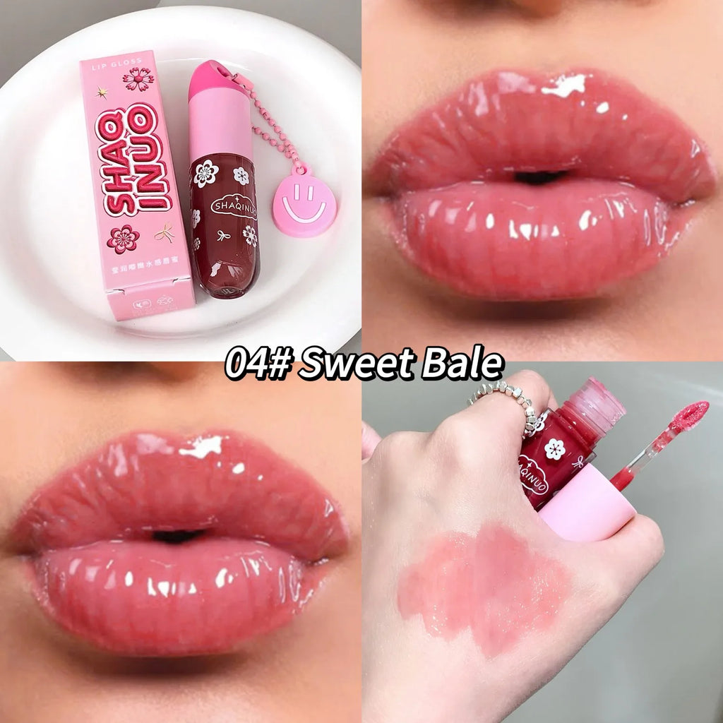 SHAQINUO Lustrous, tender and watery lip gloss, water-rich glass lips, mirror-like light makeup