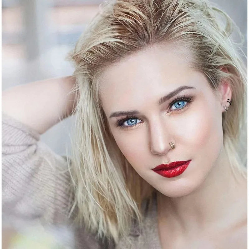 2/3/5Pcs Double Nose Rings for Women, 316L Stainless Steel Lip Rings Labret Ring Nose Hoop Piercing Studs Nose Piercing Jewelry