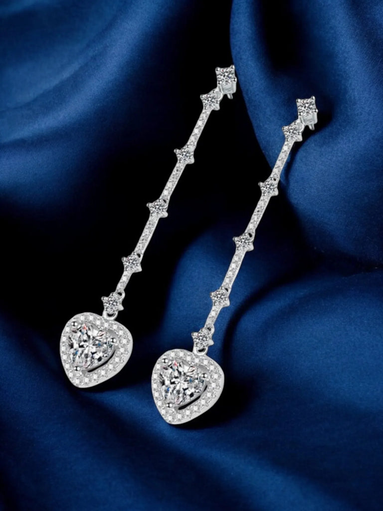 Hot sales Silver earrings jewelry 925 sterling silver charms earrings Long Fringed Love Bag Moissanite is suitable for daily wea