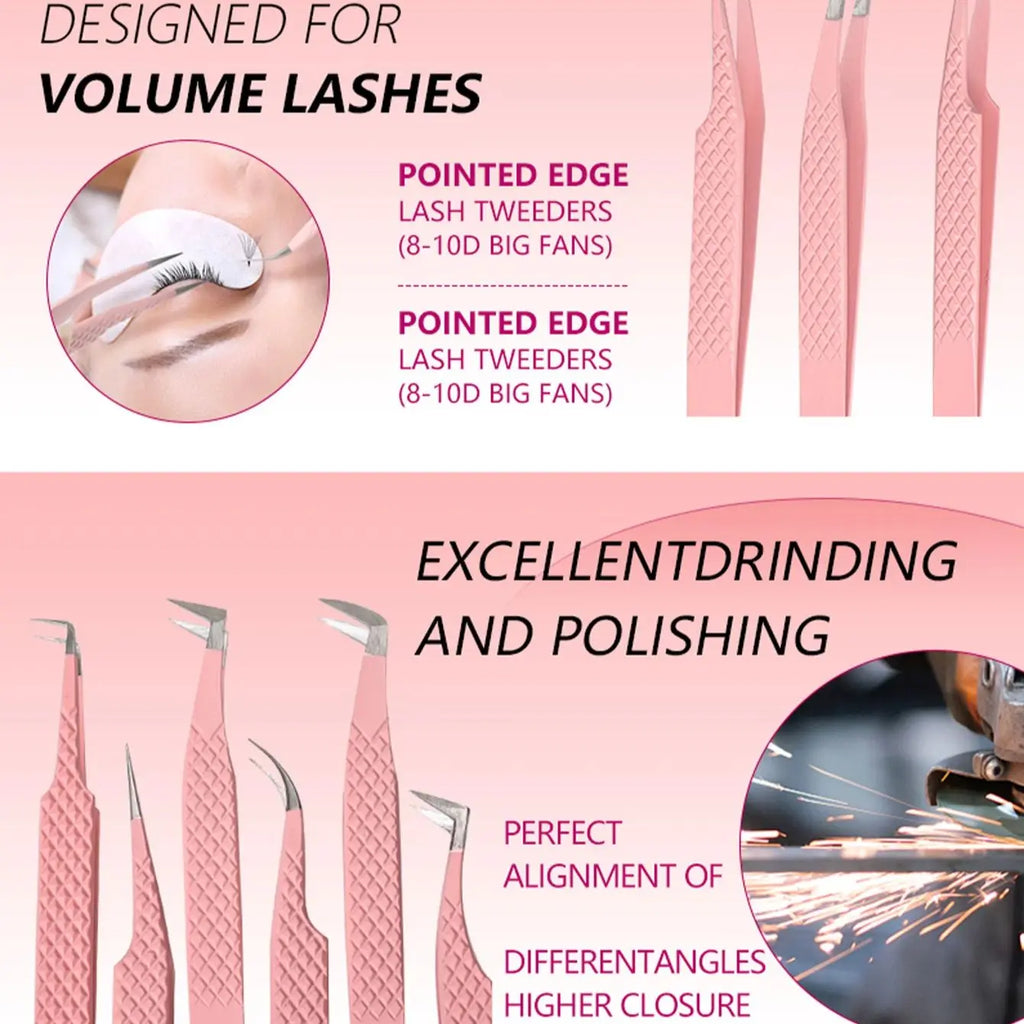 Fadvan Tweezers for Lashes Extension Fiber Tips Stainless Steel Makeup Tweezers Anti-static Free Print Your Logo