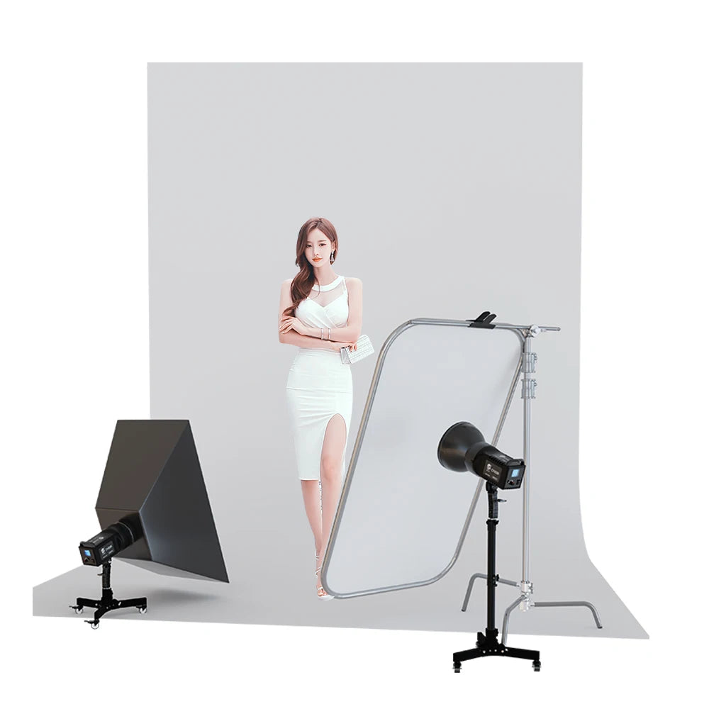 SH Metal Floor Light Stand Photography Fill Lighting Stand With 3pcs Casters Wheel Dual-use Background Light Stand