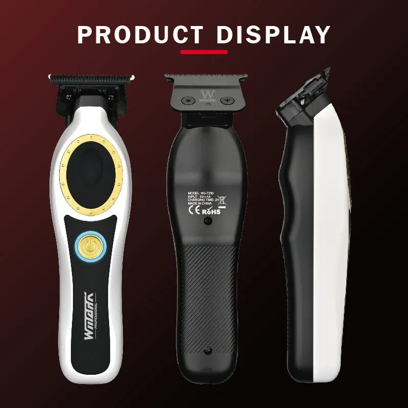 WMARK NG-7230 Professional Hair Clipper Ceramic Titanium Plated Blade 7500RPM Men's Trimmer Engraving Push with Charging Base