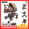 Luxurious 3 in 1 Baby Stroller Portable Travel Baby Carriage Folding Prams Aluminum Frame High Landscape Car for Newborn Baby BLACK