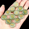 12pcs 18mm Round Zodiac Ornament Natural Stone Crystal Agate 12 Zodiac Sign Rune Reiki Stone Jewelry Accessories Christmas Gift