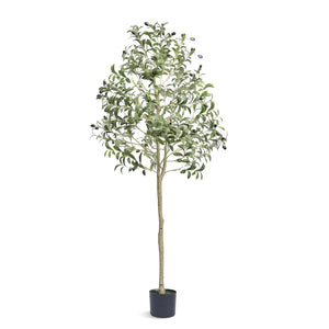 SucceBuy Artificial Olive Tree 4/5/6FT Tall Faux Plant Secure PE Material Anti-Tip Tilt Protection Low-Maintenance Tree for Home