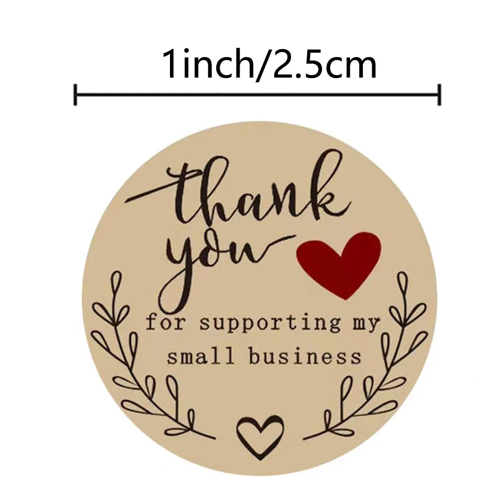 100-500pcs Round Natural Kraft Handmade Stickers Scrapbooking For Package Adhesive Thank You Sticker Seal Labels