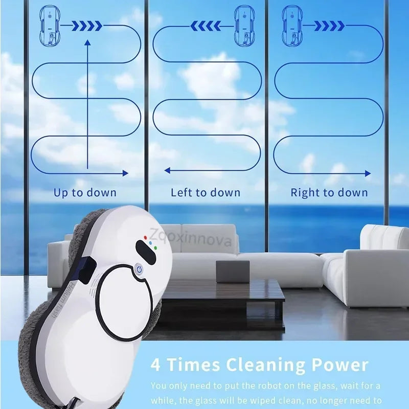 Auto Window Cleaning Robot with UPS System, Intelligent Vacuum & Mop Combo for Glass Floor Home Office Smart Appliance