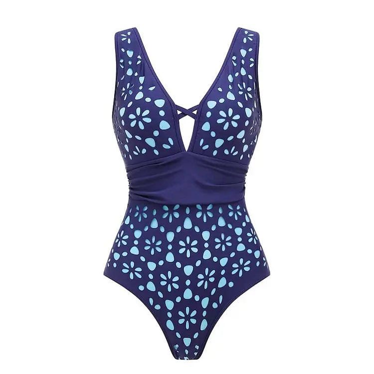 Women Bikini Set Swimsuit Sexy V Neck Solid Color Laser Cutting Flower Swimsuit Beachwear Luxury Summer Beachwear Dress