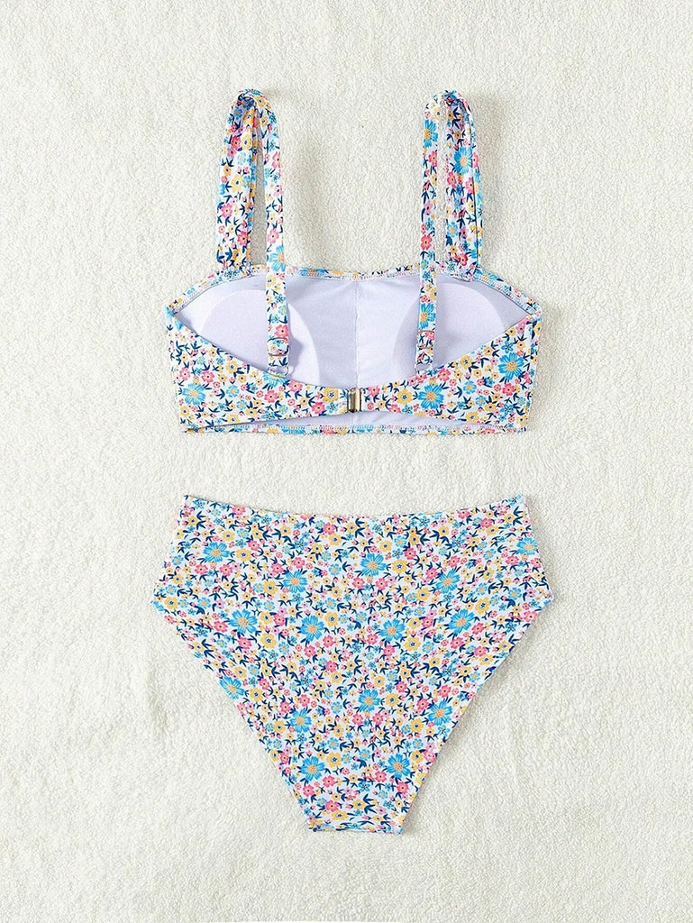 Sexy Floral Print Female Swimsuits Women Bikini 2025 Swimwear High Waisted Bikinis Sets Two Pieces Bandeau Bathing Suit Beahwear