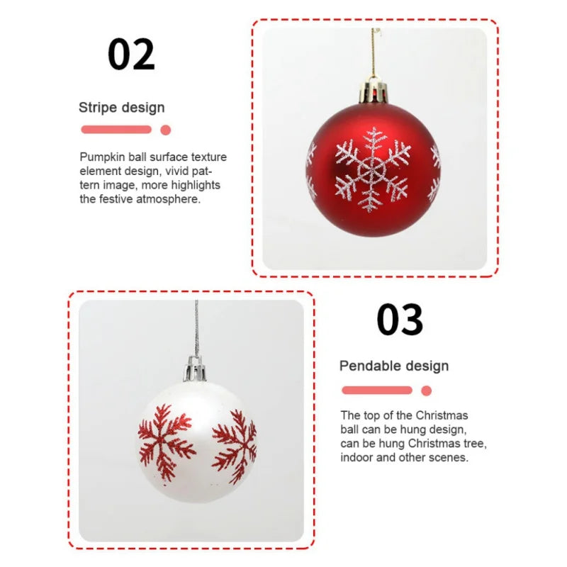12pcs/box 6cm Christmas Ball Ornaments Xmas Tree Hanging Pendant Christmas Decorations for Home 2024 Navidad Natal New Year Gift