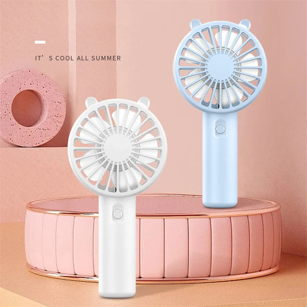 Mini Handheld Fan Portable USB Rechargeable Fans Desk with Base Small Makeup Eyelash Cooler Women Girls Outdoor Office White