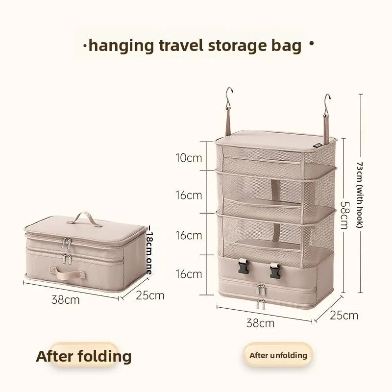1pc Hanging Travel Clothes Storage Bag Large Capacity Underwear Storage Bag Business Trip Tourism Hotel Wardrobe Hanging Bag
