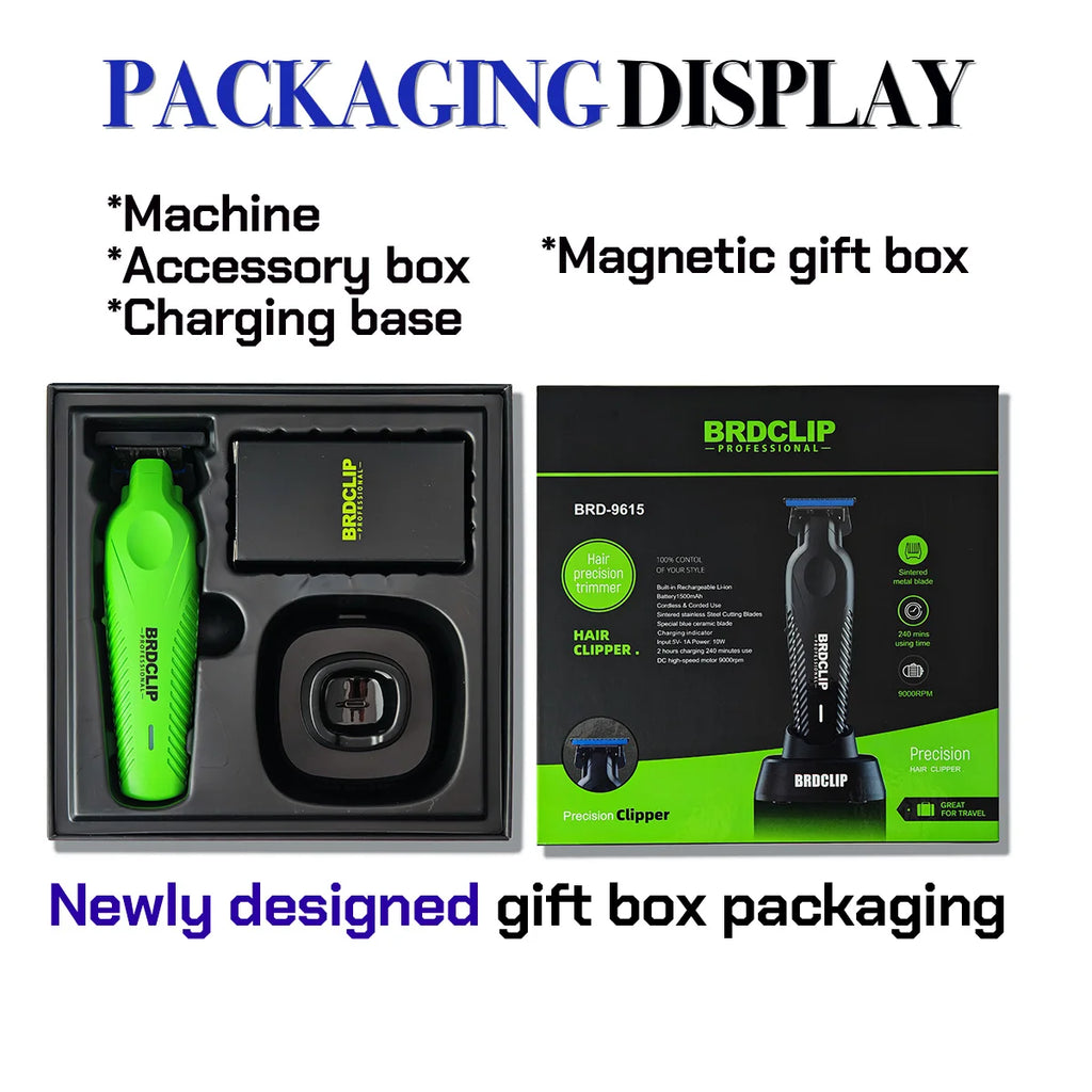 BRDCLIP BRD9615 9000PRM Professional Men's Hair Trimmer Barber Finish Electric Clipper DLC Blue Blade Hair Cutting Machine