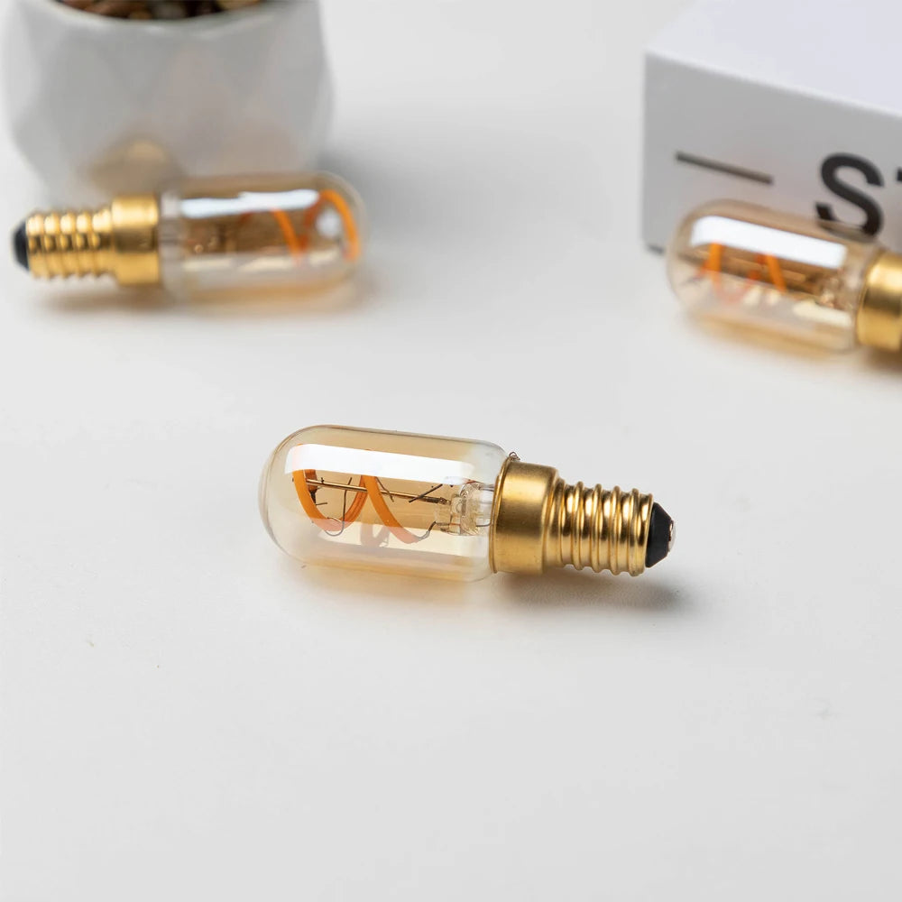 Dimmable T22 E14 Led Bulb 220V 1.5W Edison Spiral Filament Lamp Warm White Salt Lamps Retro Night Lights Mini Tube Light Decor