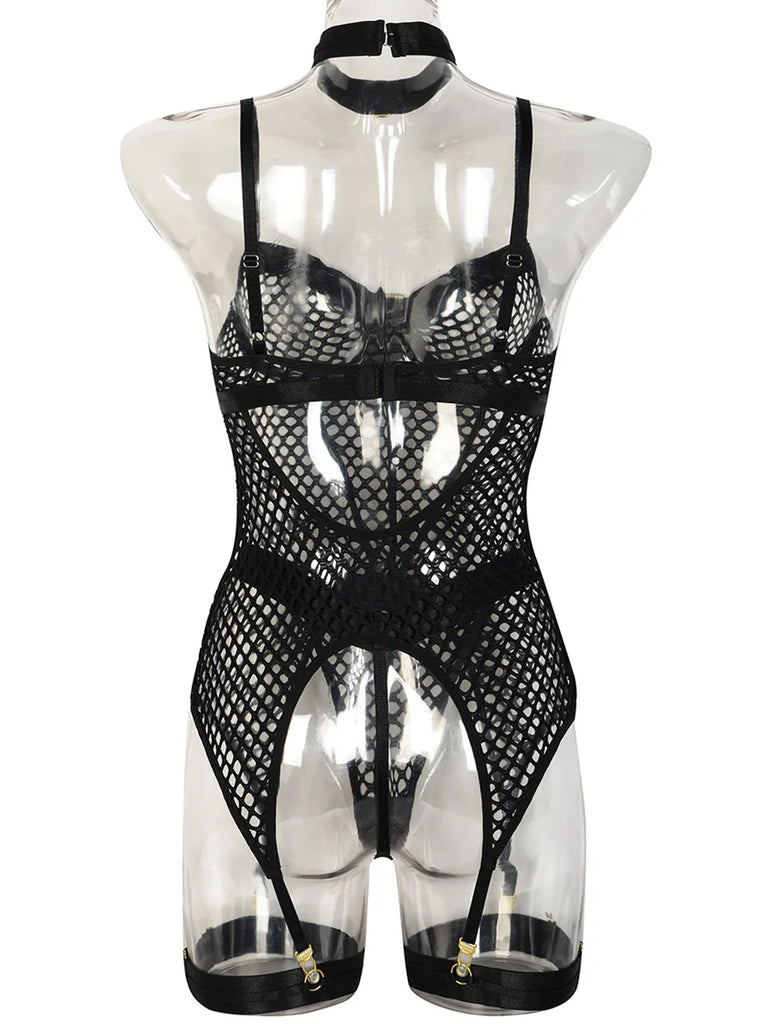 JSY Sexy Lingerie Set For Women's Body Underwear Transparent Mesh Nightgown Bodysuit Sleepwear Erotic Lingerie Porno Costumes