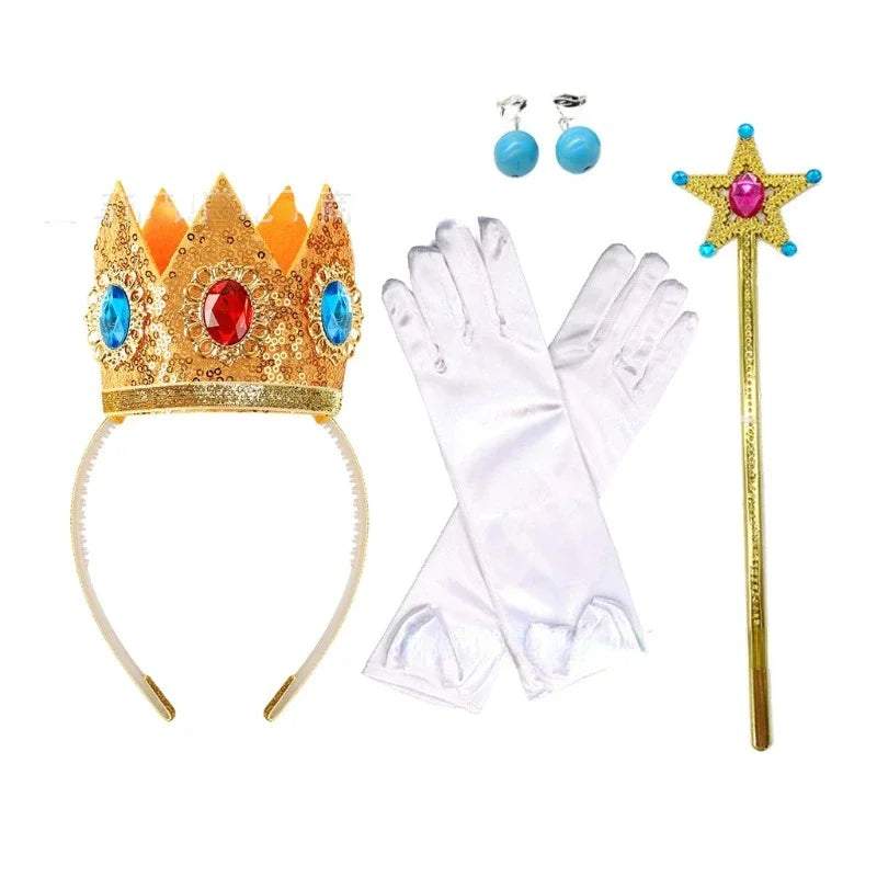 2025 Cartoon Princess Crown Cosplay Pentagram Magic Stick Earring Set Anime Girl Dress Up Halloween Christmas Gift